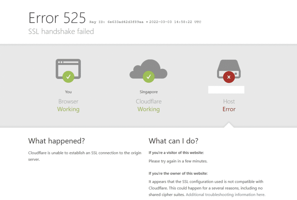 วิธีแก้ไข Error 525 Cloudflare