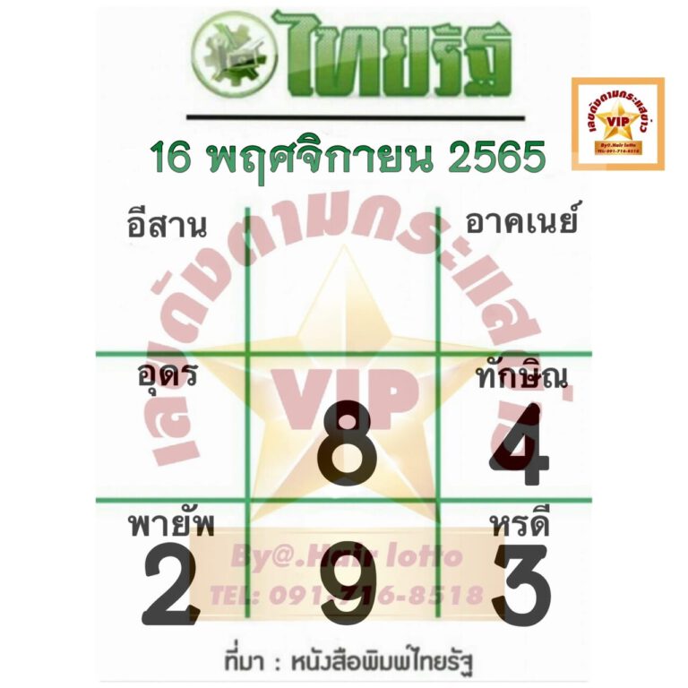 หวยไทยรัฐ 16/11/65 งวดนี้